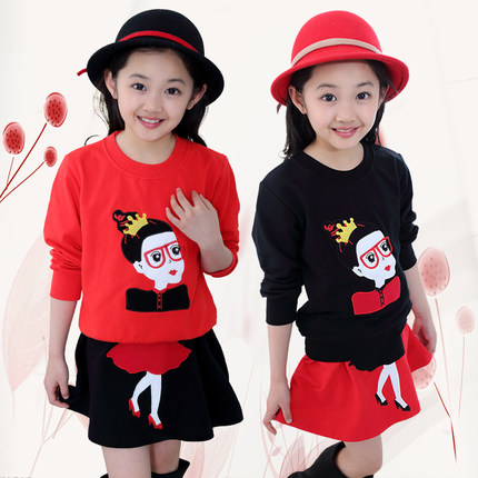 七贝熊童装 春装2015新款女童套装韩版卡通娃娃公主裙儿童两件套