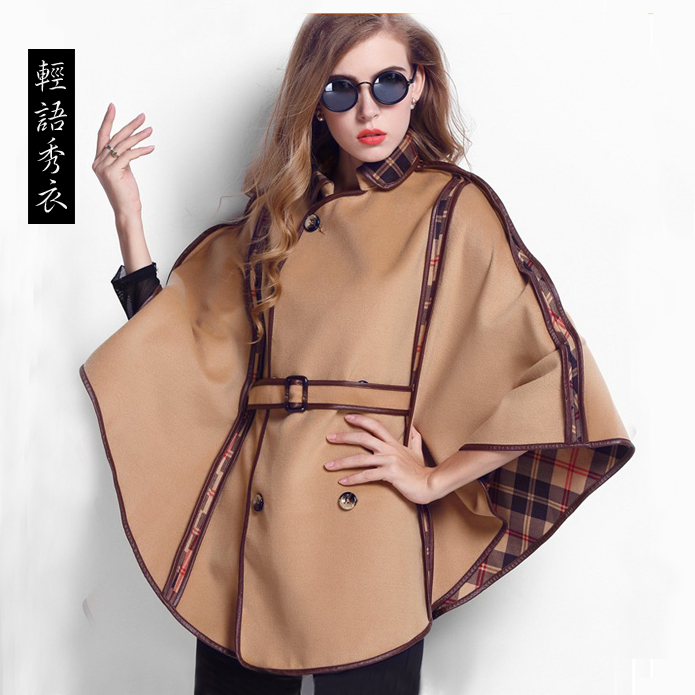 2014秋冬新款 欧美不规则风衣 专柜精品原创蝙蝠型女式大衣外套