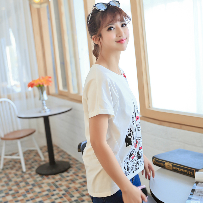 韩版新款2015夏装短袖t恤卡通打底衫大码女装宽松半袖上衣包邮