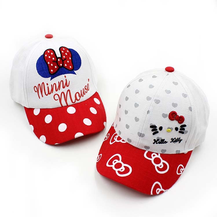 2016春季新款儿童帽潮女童Hello Kitty鸭舌帽子米老鼠刺绣休闲帽
