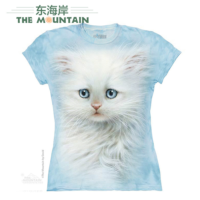 美国代购the mountain2015新女装夏修身露脐短款小猫纯棉短袖3t恤