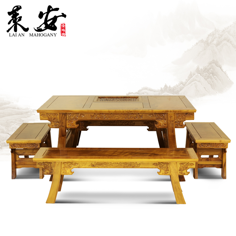 实木功夫茶几现代中式客厅办公茶桌茶台泡茶桌红木家具茶桌椅组合