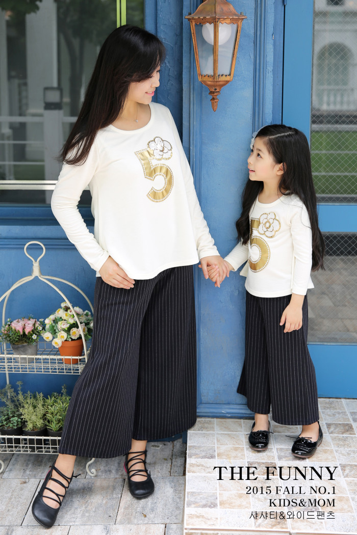 韩国正品代购童装2015秋款女童儿童中小童简约亲子T恤打底衫
