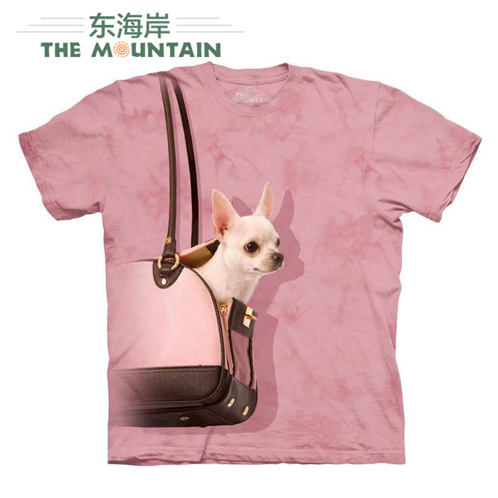 新款美国代购The Mountain粉色吉娃娃t恤女款打底创意裸眼3d