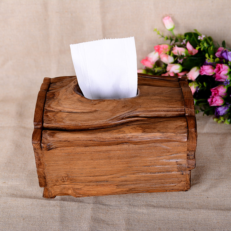 [造生活]家用创意木质纸巾盒 泰国进口木纸抽 木雕复古实木抽纸盒