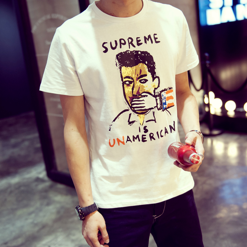 日系男装2015夏新款短袖T恤男士印花圆领Tee半袖衫