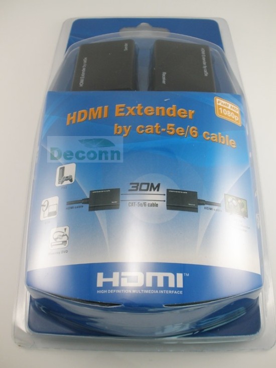 秒杀HDMI转RJ45 CAT-5e/6双网线高清3D信号传输延长器30米放大器
