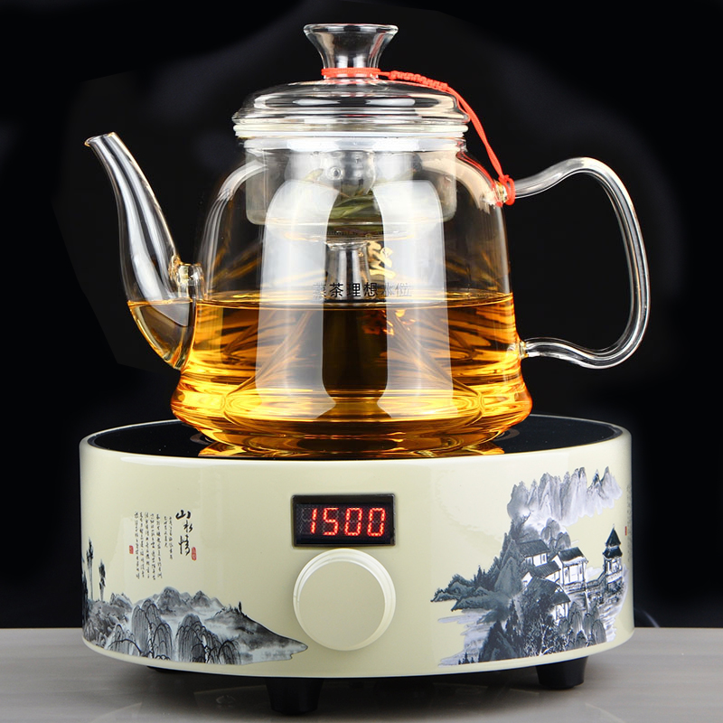 相邦茶具耐热加厚玻璃花茶煮茶器 黑茶电热煮茶壶蒸汽茶具泡茶器