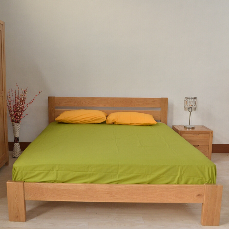 北欧简约进口白橡木家具 全实木 横板床 实木床 双人床促销特价