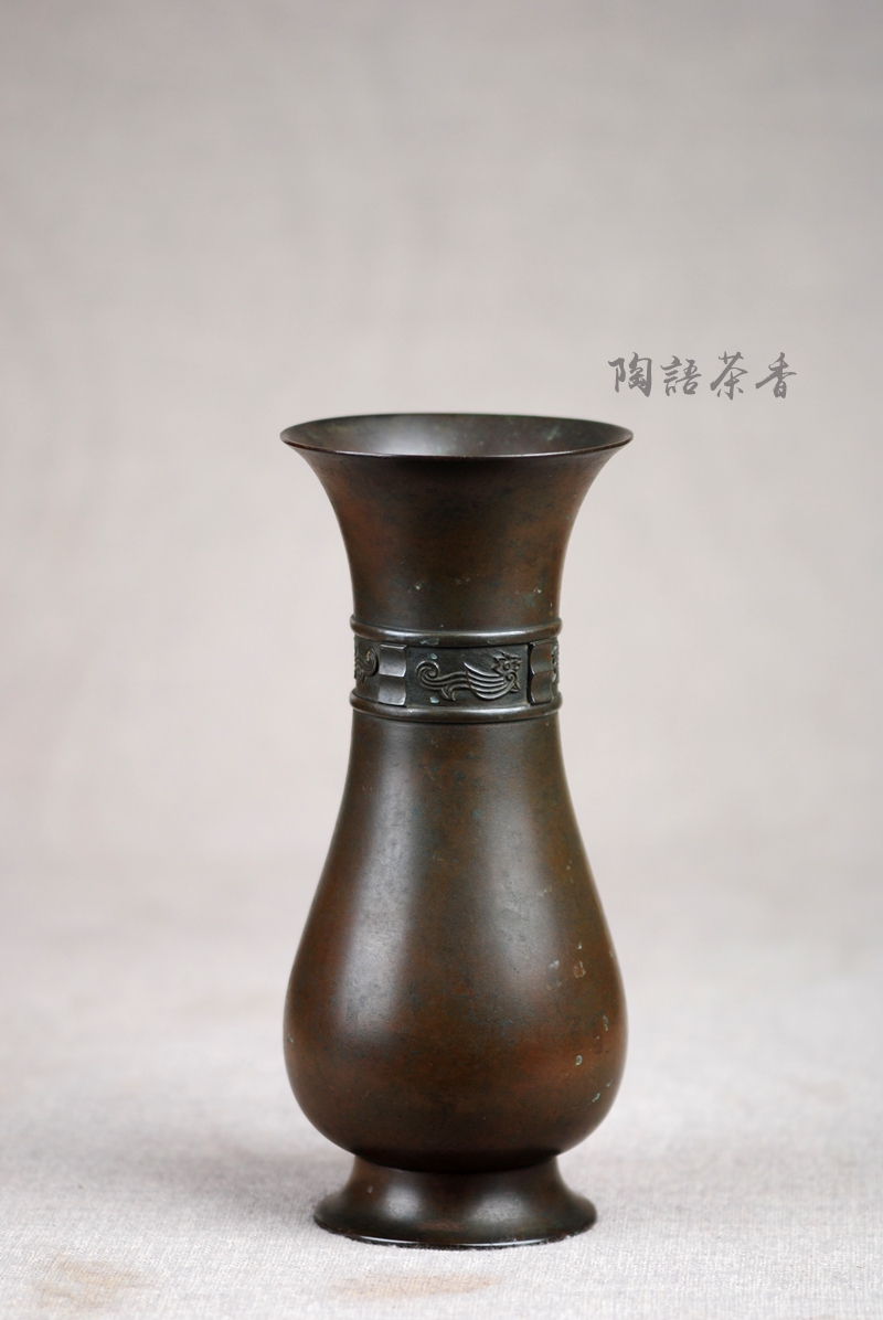 【陶 语 茶 香】陶瓷艺术馆 日本京都 龙文堂 老铜花瓶 昭和时期