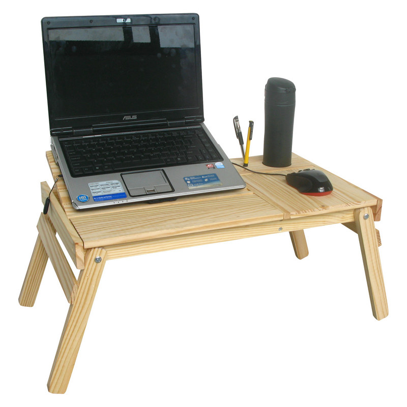 宜哉 松木 实木 床上懒人桌 学习小书桌 简约折叠笔记本桌