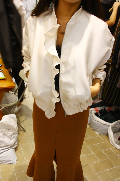 韩国女装 东大门代购 RENARD 新款2色净版拉链长袖休闲短棒球夹克
