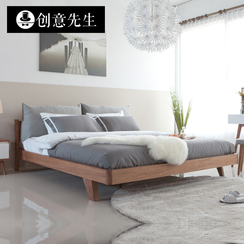 创意先生北欧实木床双人床现代简约日式小户型结婚床卧室实木家具