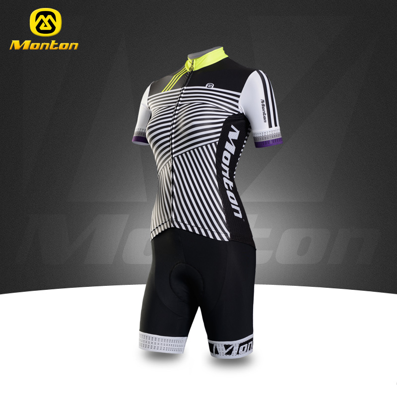 Monton酷感 2015夏季骑行服短袖套装女 山地自行车骑行装备短上衣