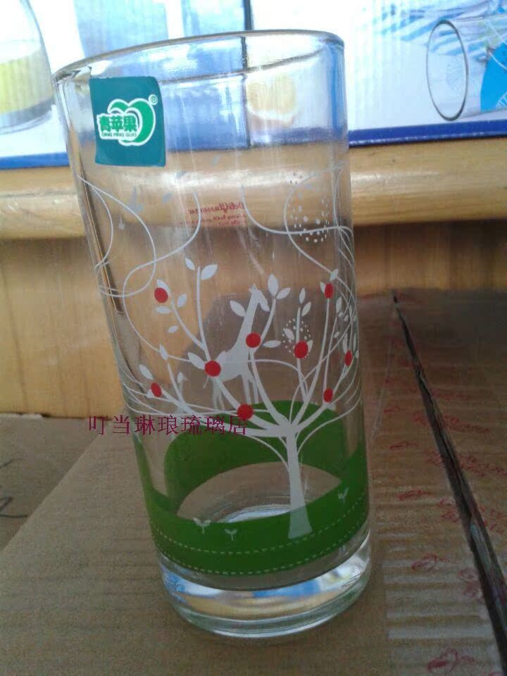 品牌特价玻璃杯印花直身杯透明玻璃水杯茶水杯果汁饮料杯