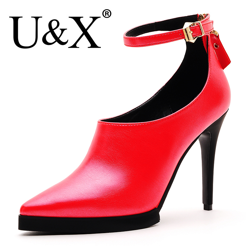 品牌U＆X2015秋季欧美时尚尖头细跟乐福女鞋淑女潮流女高跟鞋单鞋