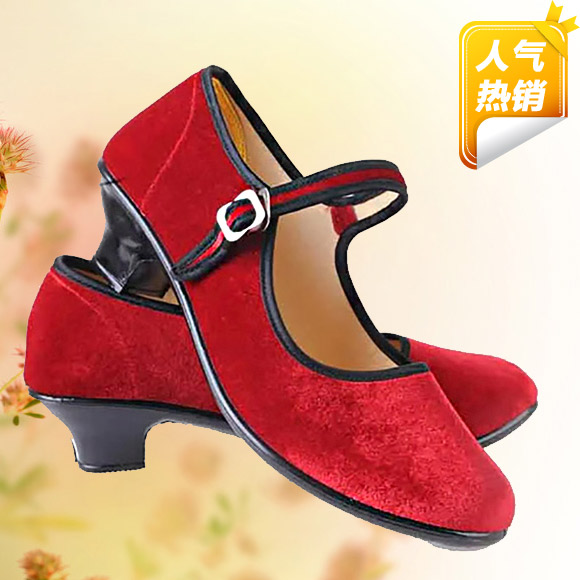 苑人王广场舞蹈鞋 女春季新款跳舞鞋软底增高北京布鞋练功鞋正品