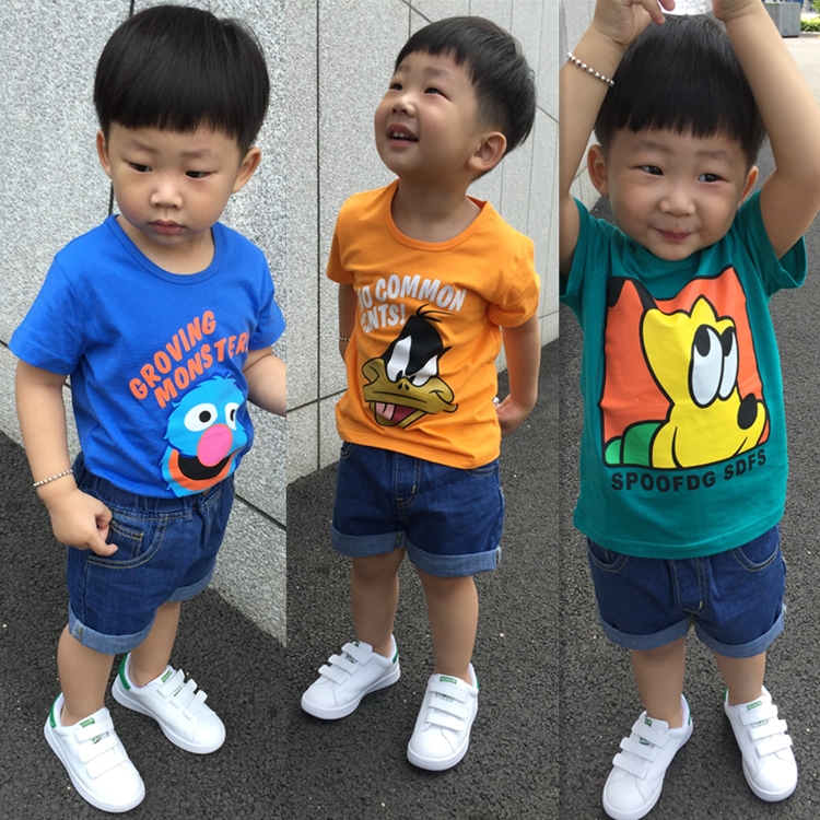 小鑫猪 儿童短袖t恤2016春夏新款男童装儿童动漫短袖舒适棉T恤