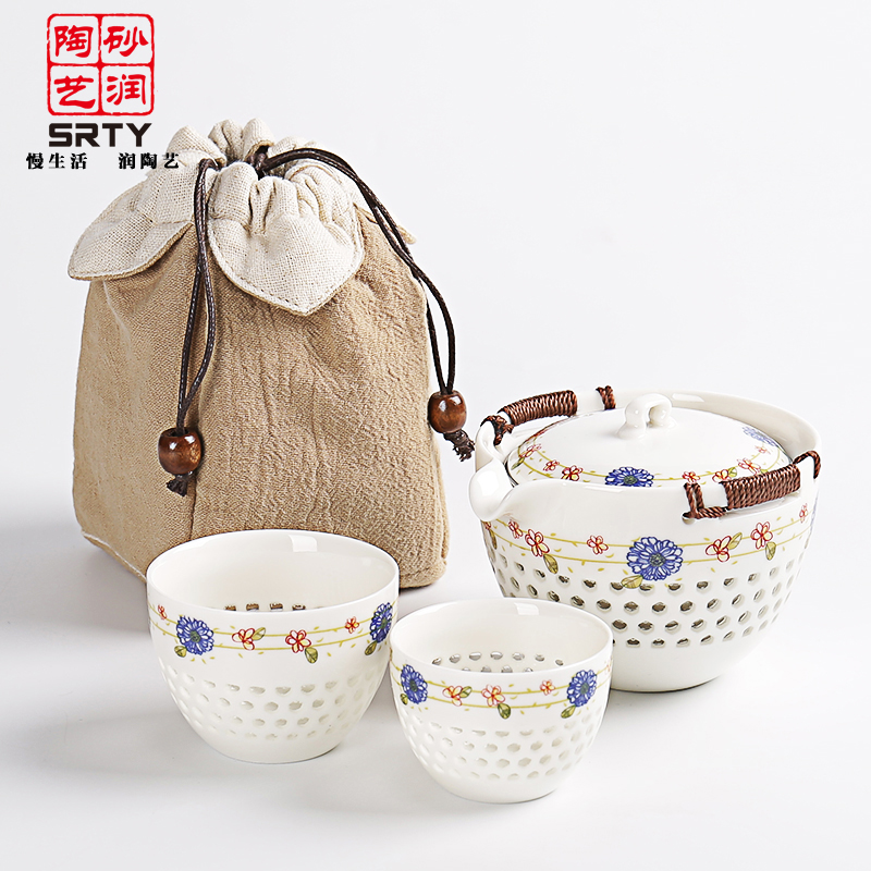砂润陶艺旅行茶具套装便携包整套玲珑一壶二杯车载办公创意快客杯