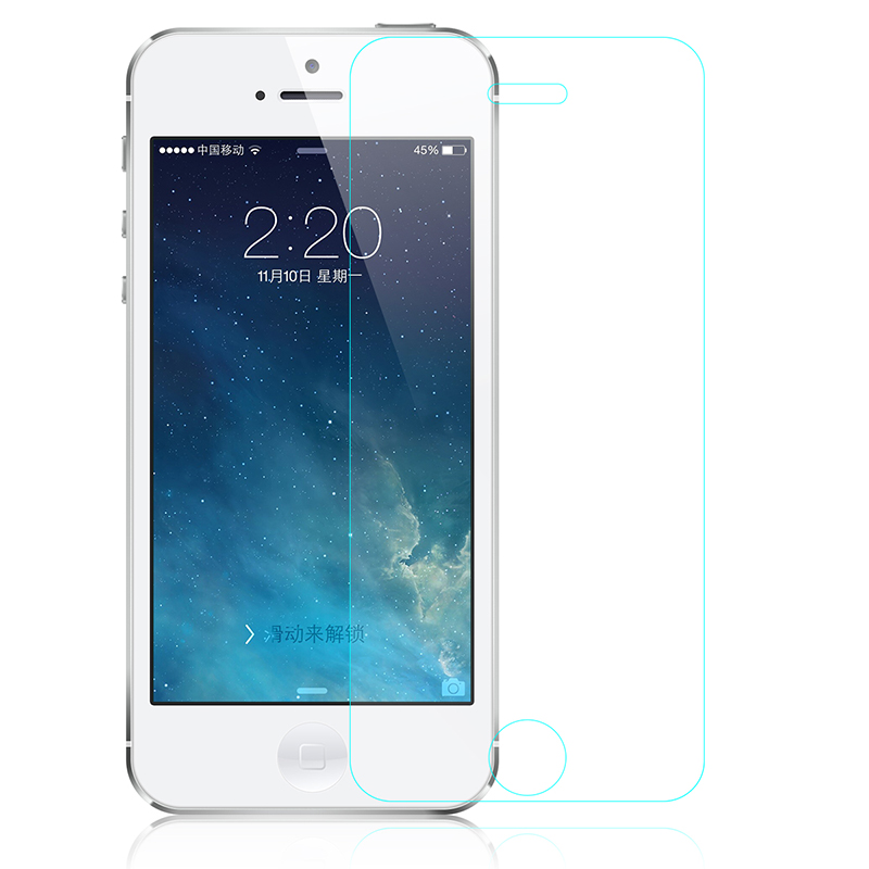 苹果5s透明钢化膜4s玻璃膜前后膜 iPhone5镜面防爆膜彩膜手机贴膜