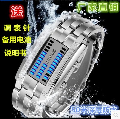 正品LED韩国时尚男士 学生 电子表防水 男表情侣手表潮流复古腕表