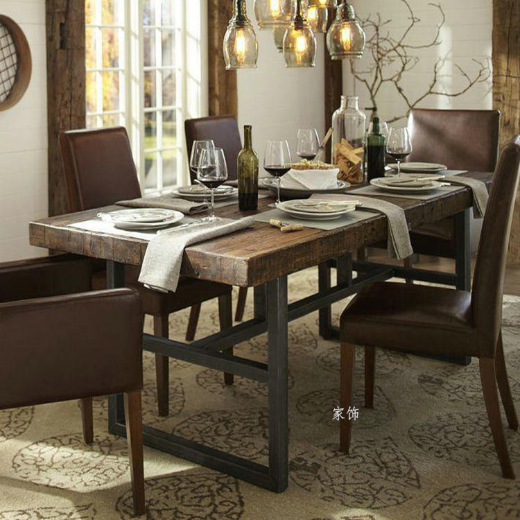 歌柏多 餐桌 美式仿古实木饭桌 酒吧桌 酒店桌椅餐桌椅 工作台