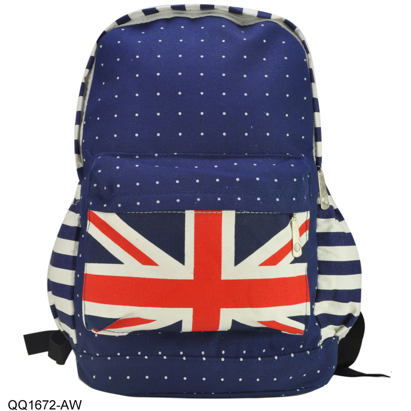 欧洲站时尚米国旗英国旗帆布休闲大容量背包 双肩包 书包