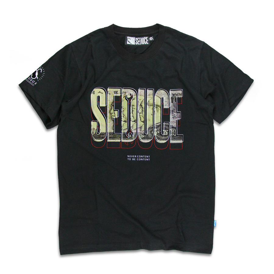 S-SEDUCE 钱币立体效果 创意3D短袖印花T恤潮TEE 夏 （黑色款）