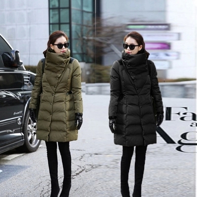 2014韩国新款韩版冬装修身正品大码羽绒服女中长款加厚工装外套潮