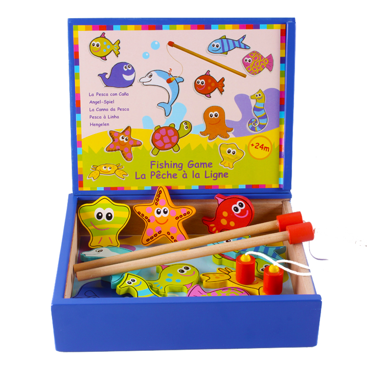 法国BOIKIDO木制益智玩具 亲子儿童宝宝磁性小猫钓鱼玩具套装盒装