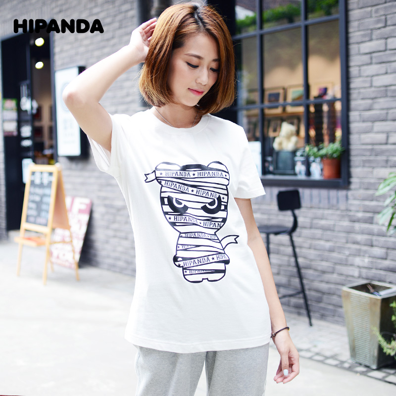 【夏季上新】 HIPANDA 设计潮牌 女款 织带熊猫基本T恤