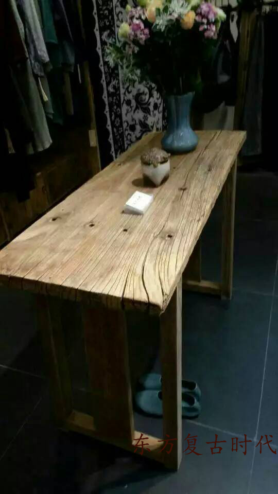 老榆木门板条案 玄关供桌 吧台 原木风化定制老门板独板实木家具