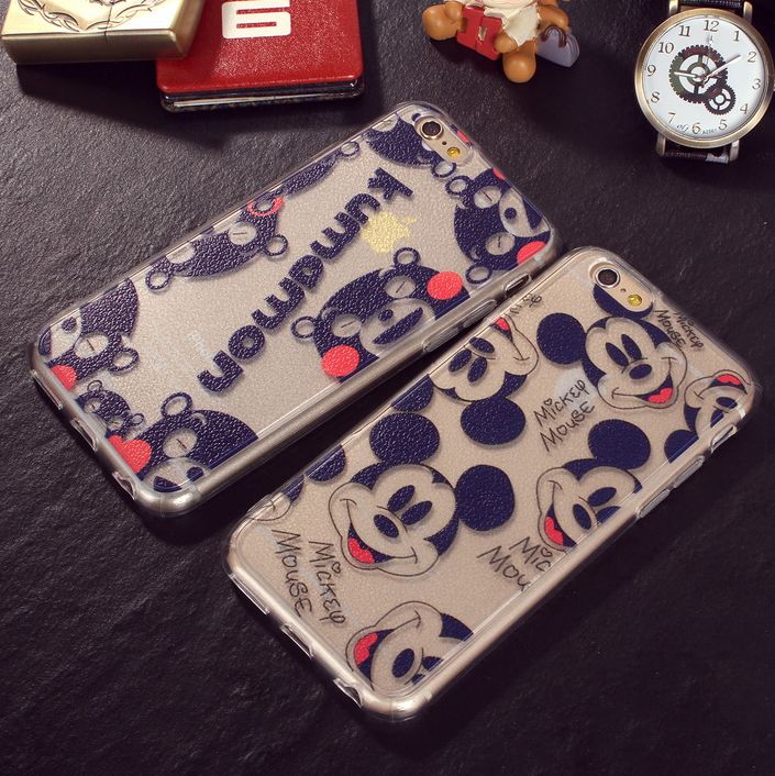 卡通荔枝纹熊本iphone6 苹果6plus 米奇手机壳透明保护套5S手机壳