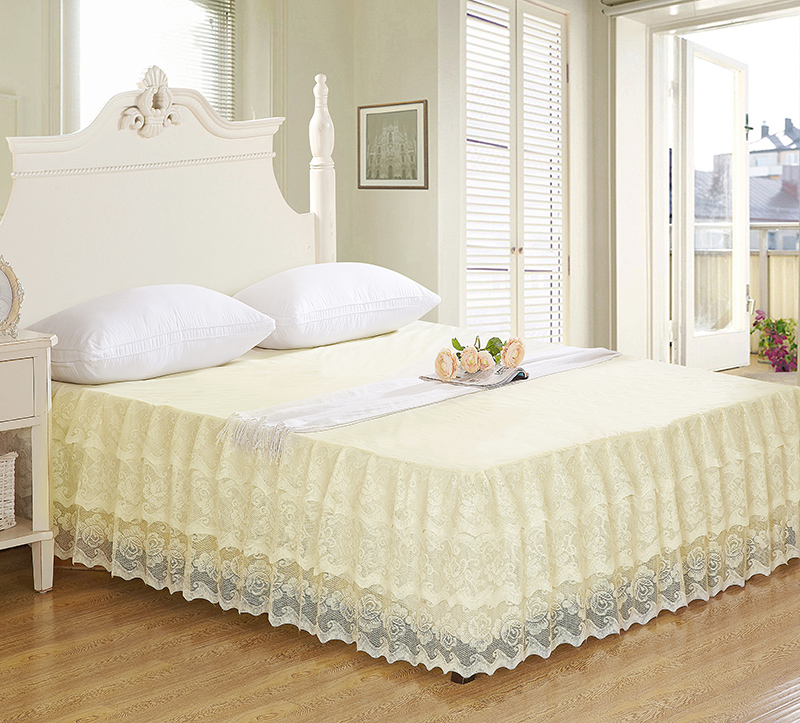 欧式公主风纯棉蕾丝花边床裙单件床罩1.5米1.8米床保护罩蚊帐伴侣
