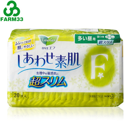 日本花王乐而雅F系列 超薄敏感肌卫生巾 日用带护翼 22.5cm×20片