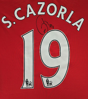 海外代购 签名球衣 S.CAZORLA 2015亲笔签名足球球衣红