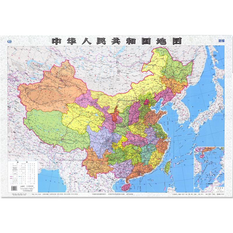 2016新版 中华人民共和国地图 1全张系列地图比例尺1 6000000 中国地图贴图 纸质 自驾自助游旅游地图 家用学习地理 学校教学地图