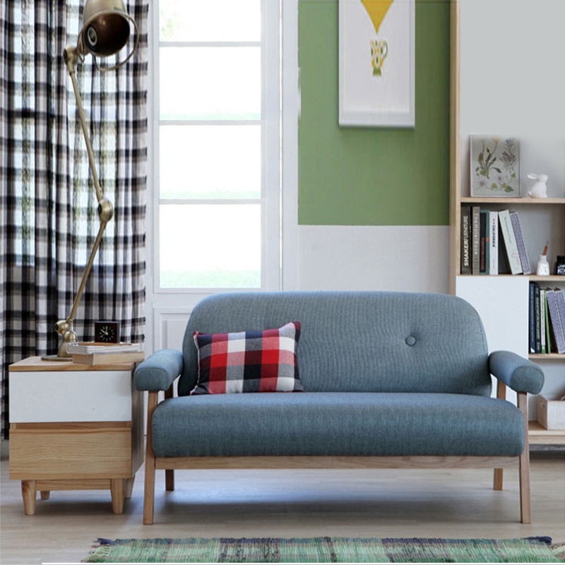 日式简约小户型布艺沙发实木北欧单人双人三人咖啡厅卧室沙发椅