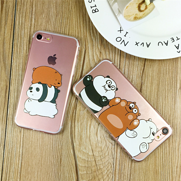 咱们裸熊苹果7手机壳iphone7/6/6s plus硅胶套全包超薄透明卡通壳