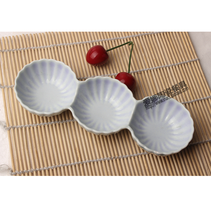 清仓创意日式两格三格碟酱油碟陶瓷分格碟料理碟调味碟寿司连体碟