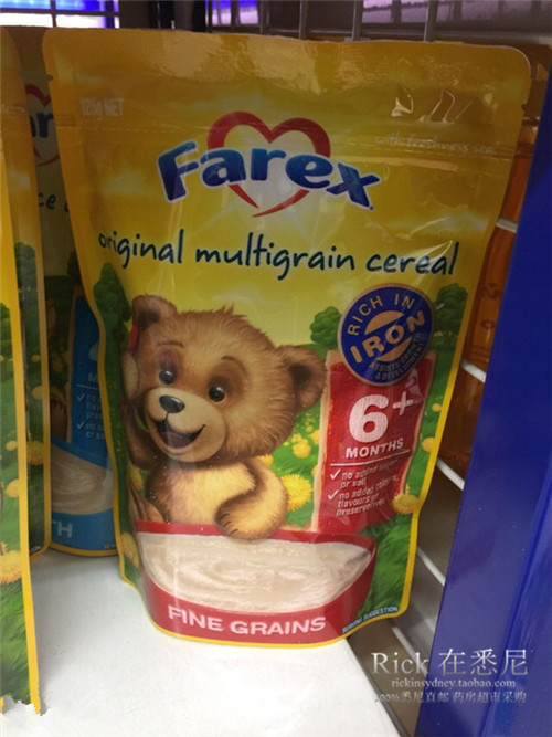 Farex无糖低盐高铁婴幼儿辅食6+ 燕麦梨+香蕉 米糊 澳洲代购直邮