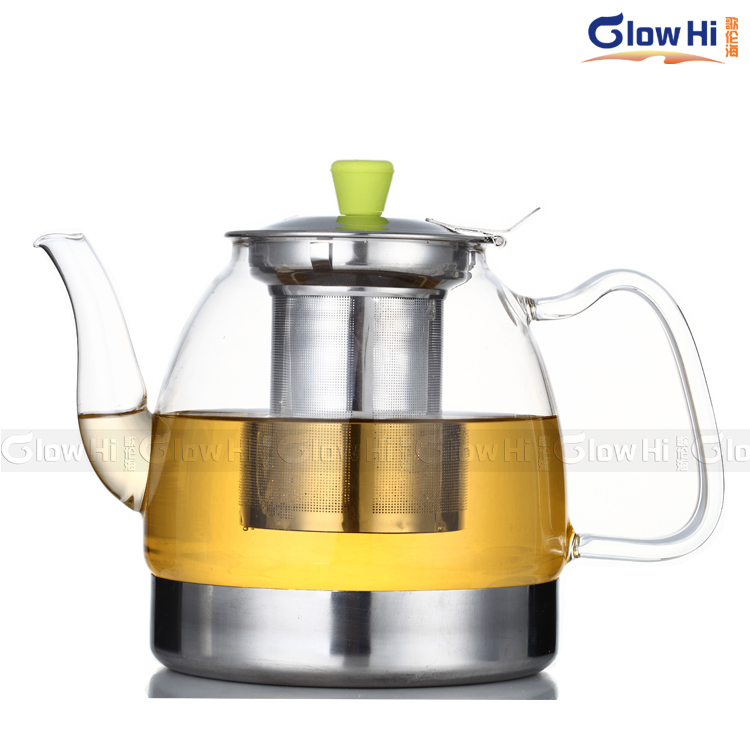 小引嘴电磁炉专用玻璃茶壶 开水壶不锈钢底盖子引嘴花茶壶 煮水壶