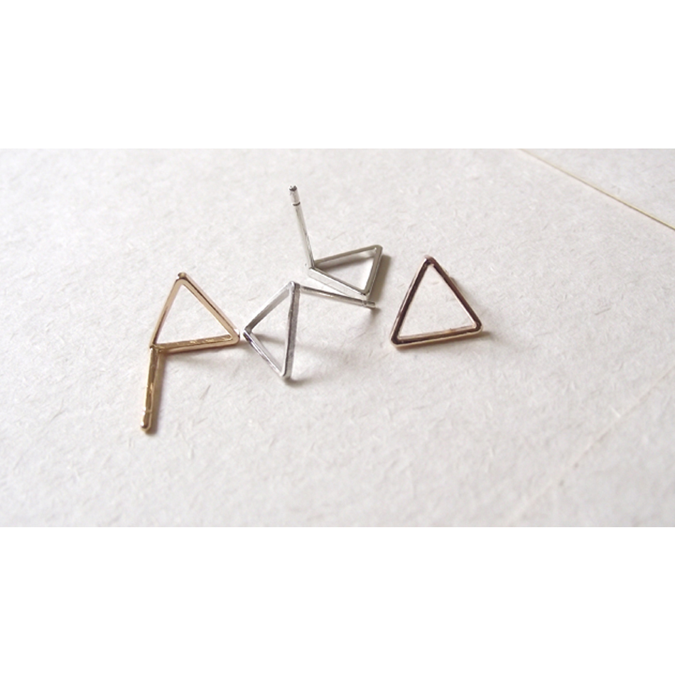 JZ Earring日本极简设计师 解构主义几何图形耳钉-三角形/黑金银