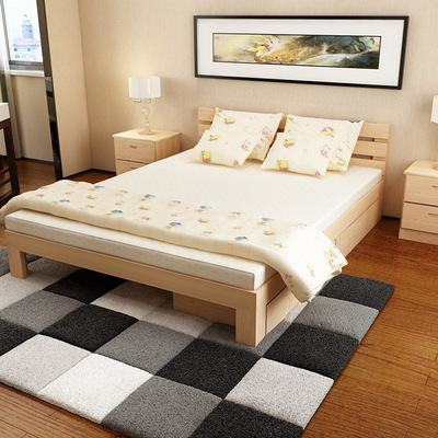 名昕实木床成人实木双人床1.8米简约松木单人床1.5米公寓简易床