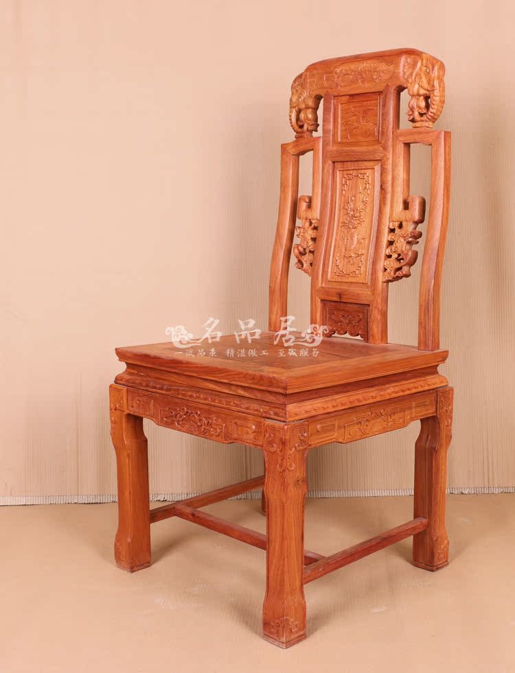 红木餐椅大果紫檀缅甸黄花梨实木象头餐椅背靠椅酒店餐椅厂家直销