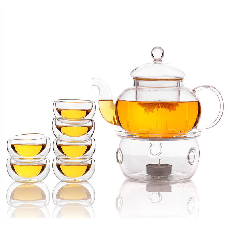龙兮整套茶具加厚花草茶具套装功夫茶具8件组合耐热玻璃茶壶茶杯