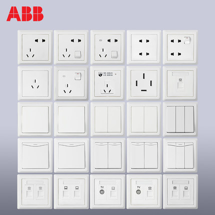ABB开关插座德逸AE系列简约白色开关插座面板墙壁插座一站购
