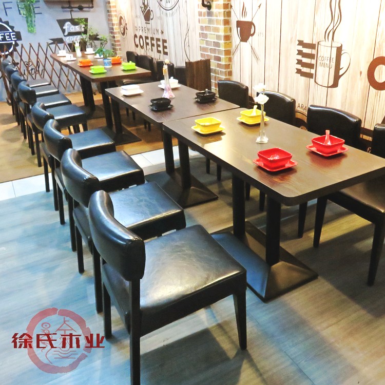 仿木现代咖啡厅桌椅组合奶茶甜品店桌椅西餐厅酒店休闲吧餐桌椅子