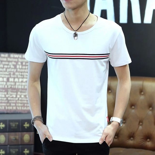 纯棉修身型男士短袖T恤新款夏季韩版半袖圆领上衣日系体恤潮男装