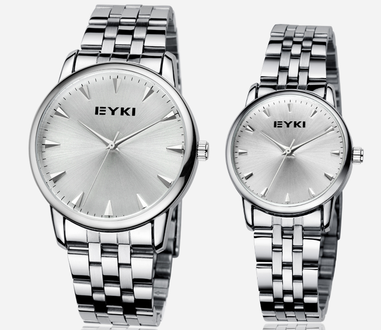 包邮艾奇EYKI石英表韩版时尚情侣表指针手表钢带对表复古腕表8603